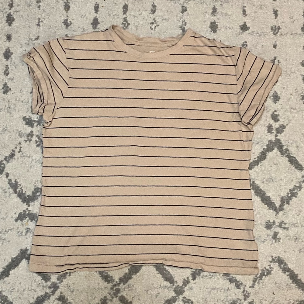 Universal Thread Tan Striped Short Sleeve Tee